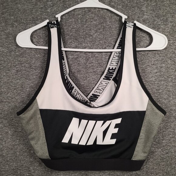 Nike Dri-Fit Women's Sports Bra Size Large Black, Gray and White - Picture 1 of 9